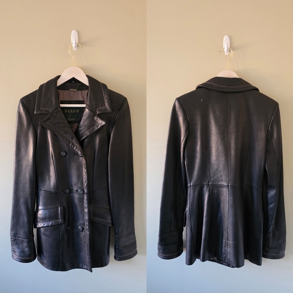 Danier S Vintage 90s Modern Contemporary Mobwife Dark Brown Leather Jacket - Picture 3 of 16
